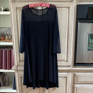 Nina Leonard Navy Long Sleeve Dress sz XL